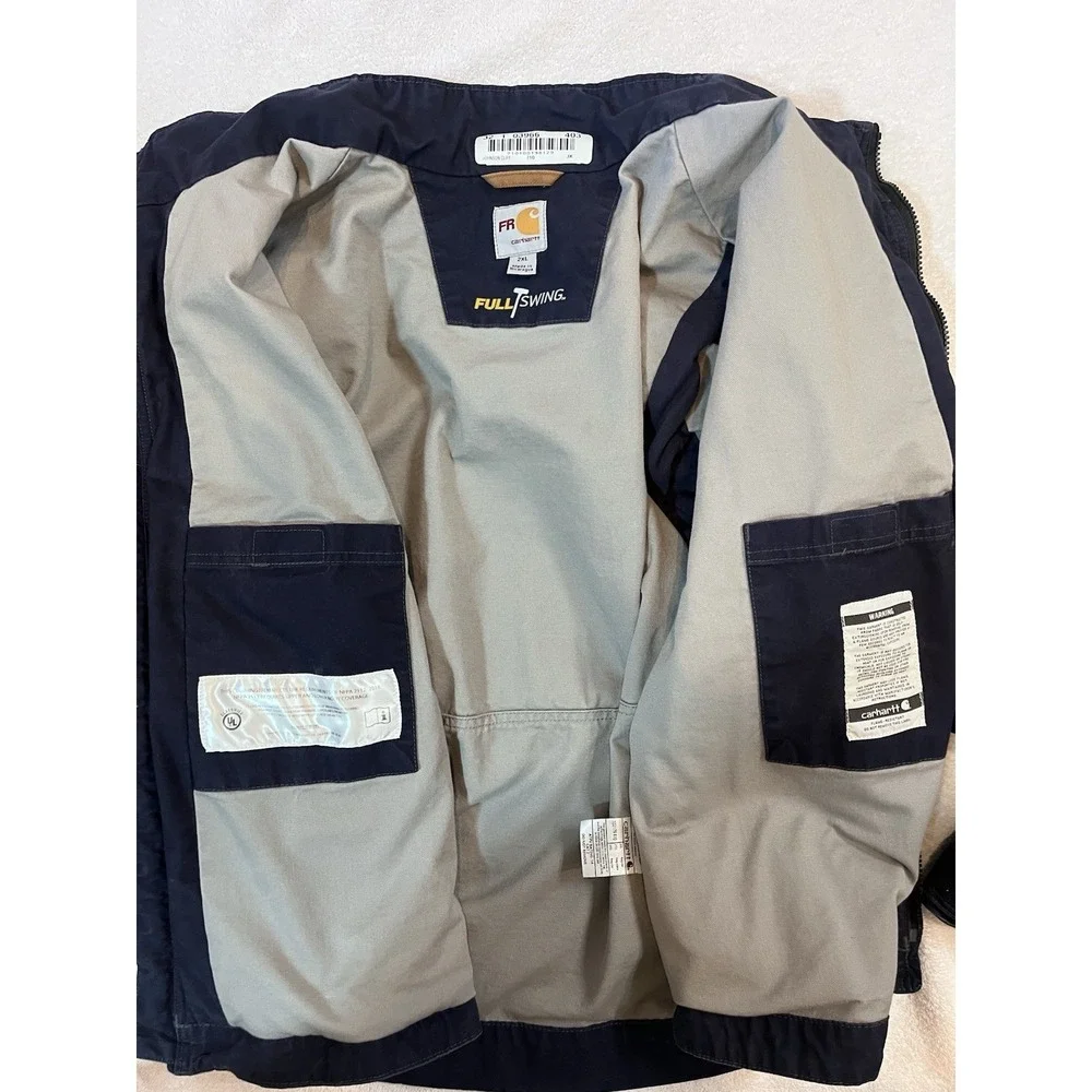 Carhartt Mens 2XL Navy FR CAT2 Full Swing Quick Duck Blue‎ Jacket 102179